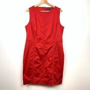 Paul & Shark Yachting Dress Pencil Sleeveless Red Sz 48 Italy Cotton Lined